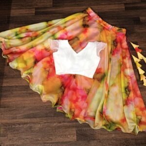 Premium Designer Digital Printed Soft Organza Lehenga Choli Set
