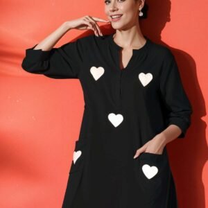 Women's Cotton Embroidered Straight Kurti With Pant Set